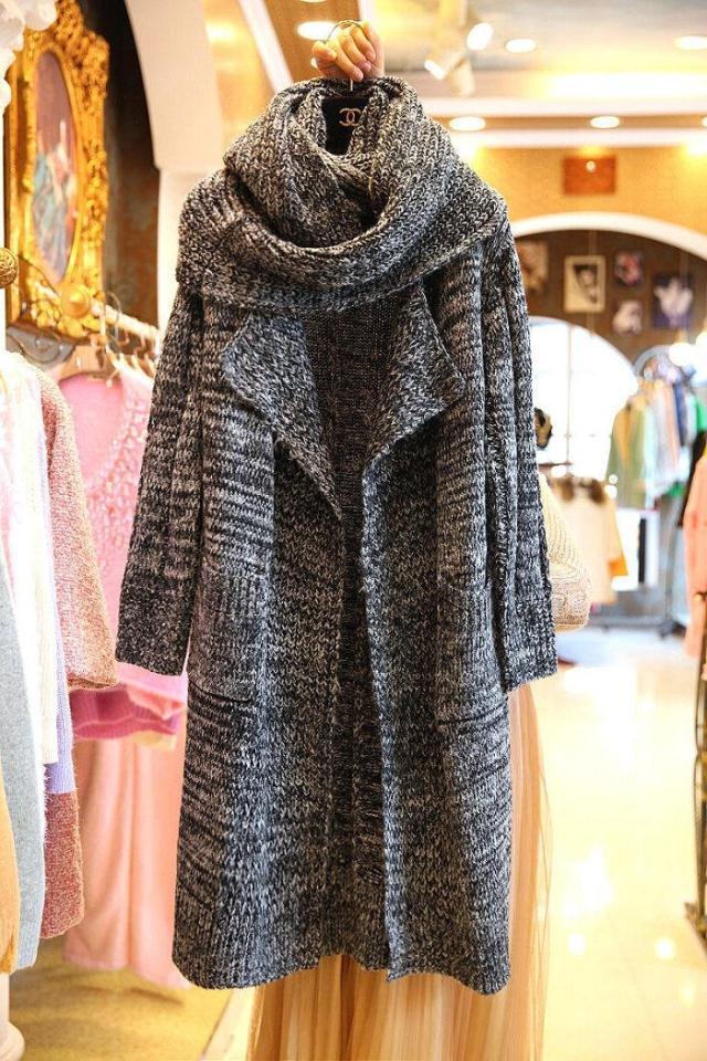 Women Thick Loose Scarf& Long Knitting Cardigans-STYLEGOING