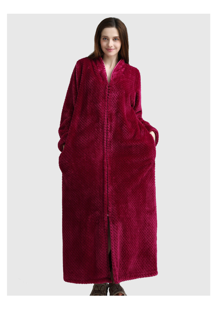 Winter Thick Zipper Fleece Sleepwear for Couple