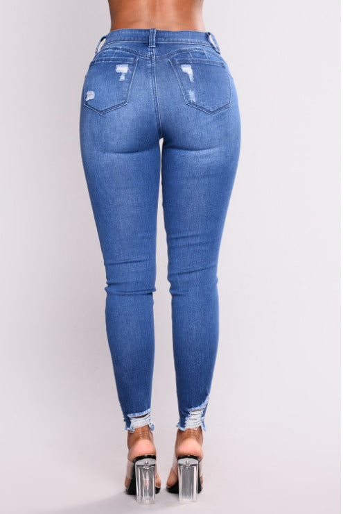 Sexy Women High Waist Elastic Slim Legging Jeans