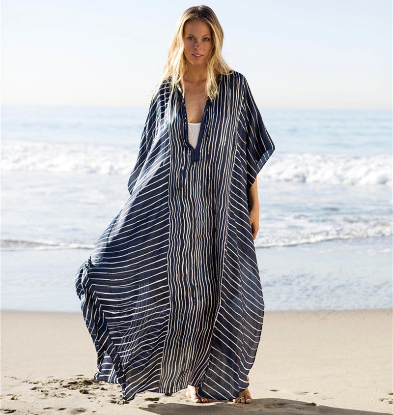 Chiffon Striped Summer Beachwear Cover Ups