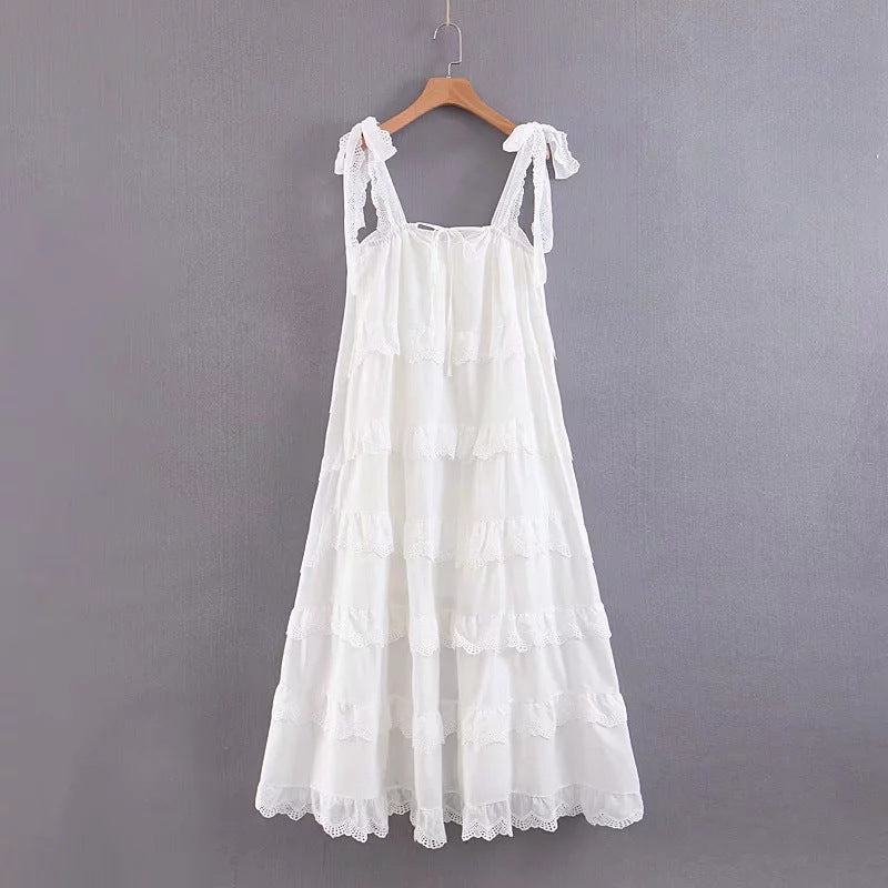 White Bohemian Cake Tiered Plus Sizes Dresses