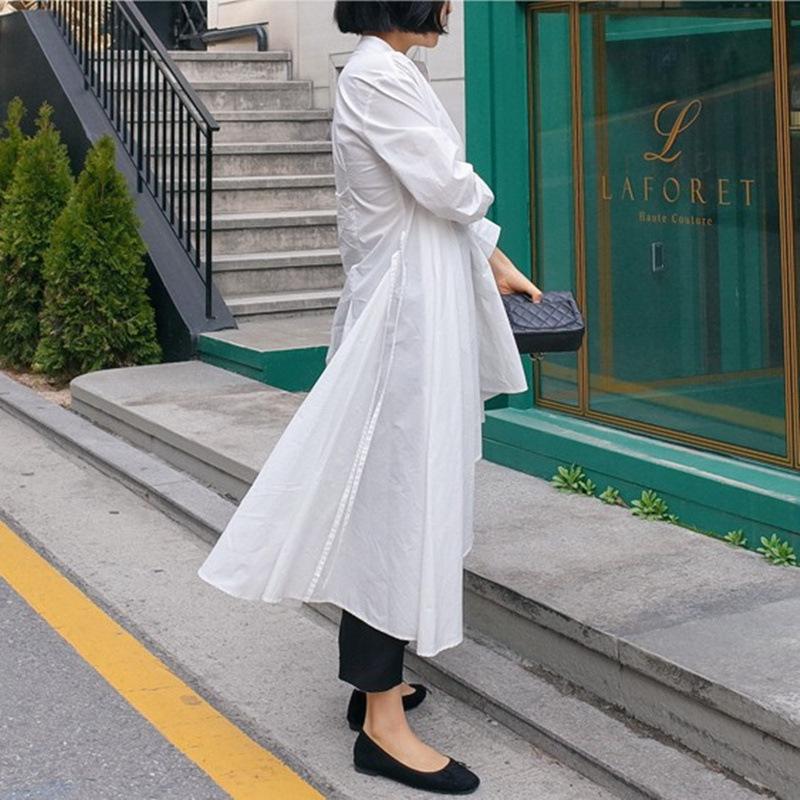 Women Irregular Long Sleeves Shirt Dresses-STYLEGOING