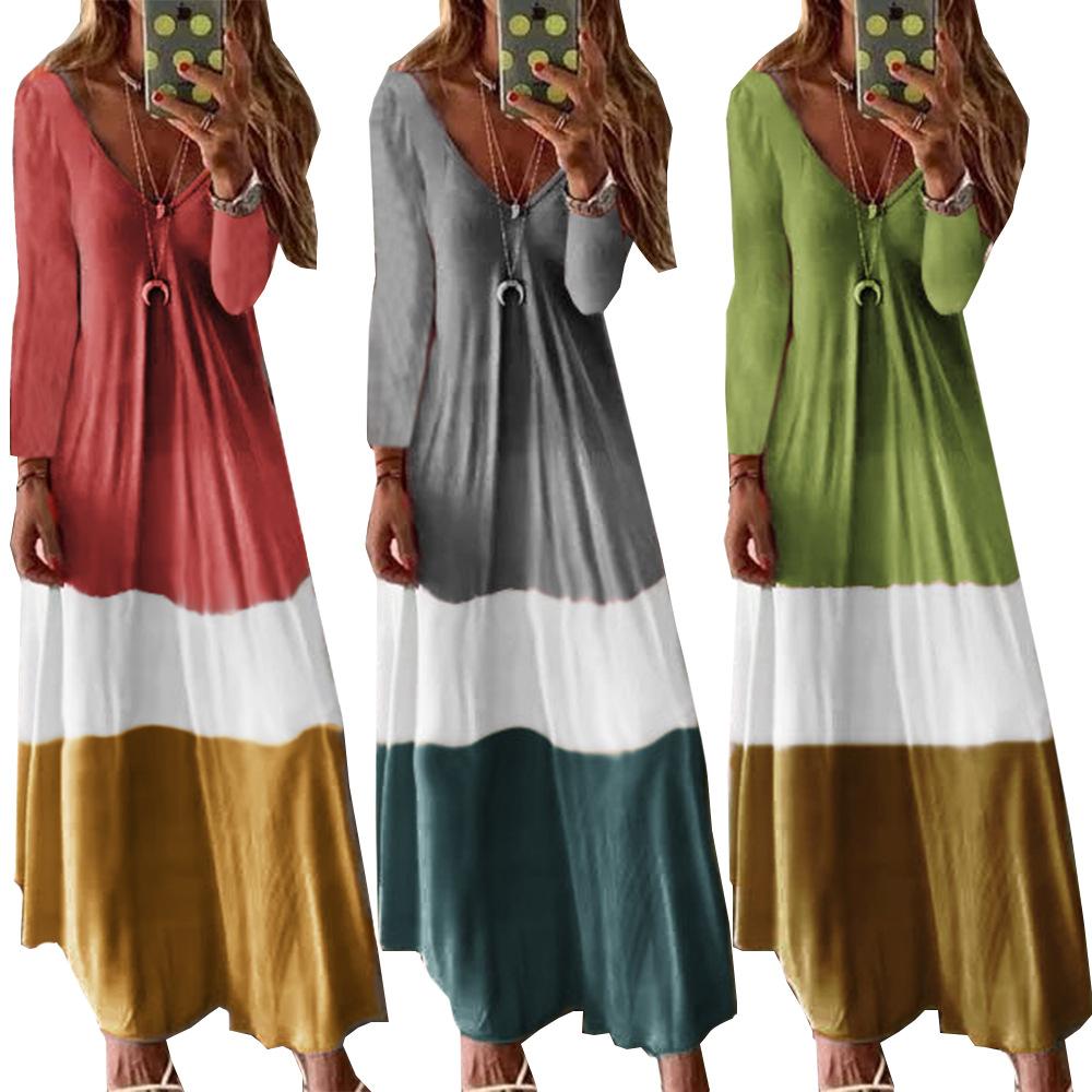 Long Sleeves Plus Sizes Leisure Long Dresses-STYLEGOING