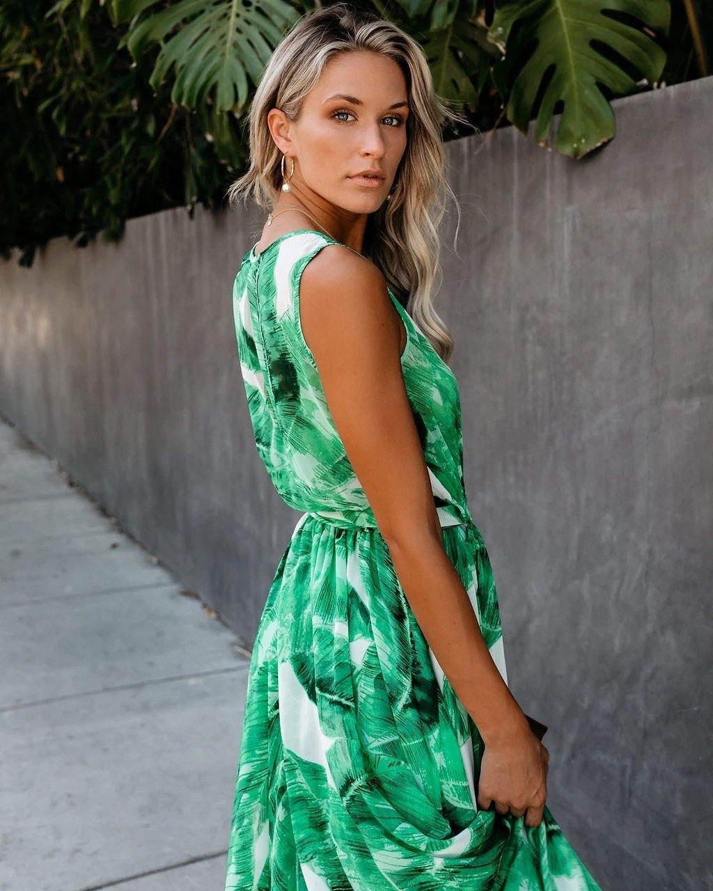 Green Sexy Women Sleeveless Long Maxi Dresses-STYLEGOING