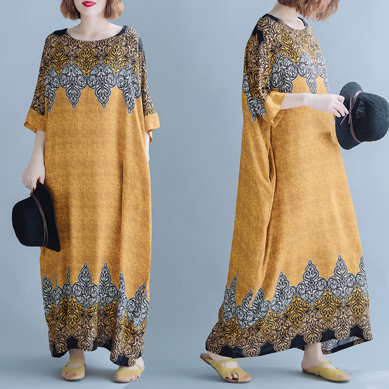 Vintage Cozy Plus Sizes Long Maxi Dresses