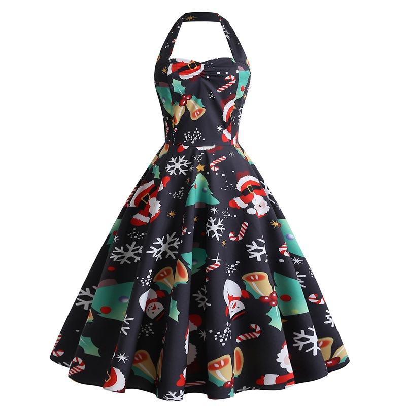 Women Halter Christmas Man Sleeveless Sexy Dresses-STYLEGOING