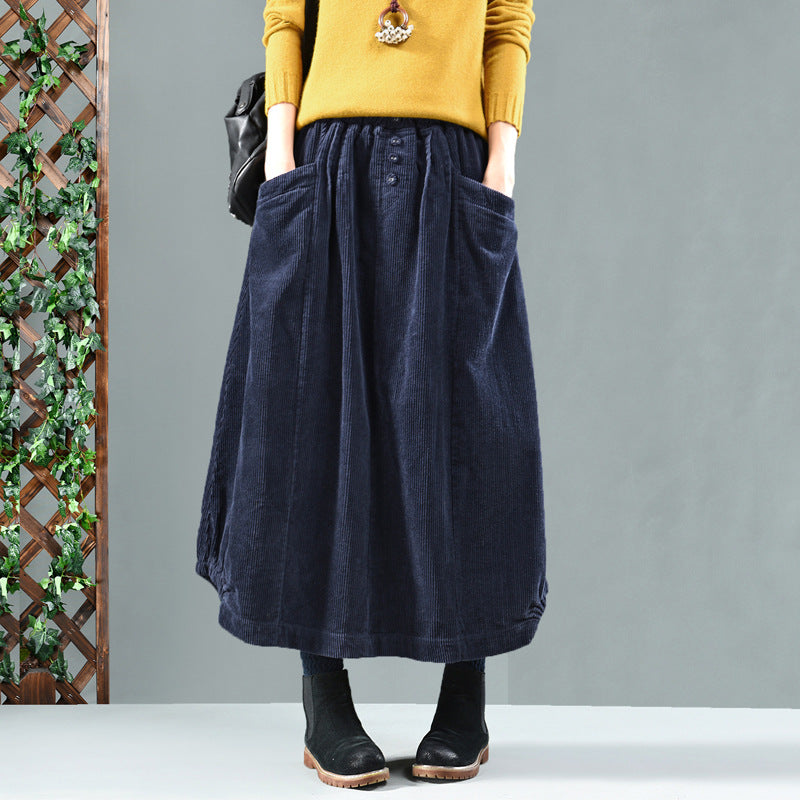 Vintage Corduroy Fall/Winter Skirts for Women