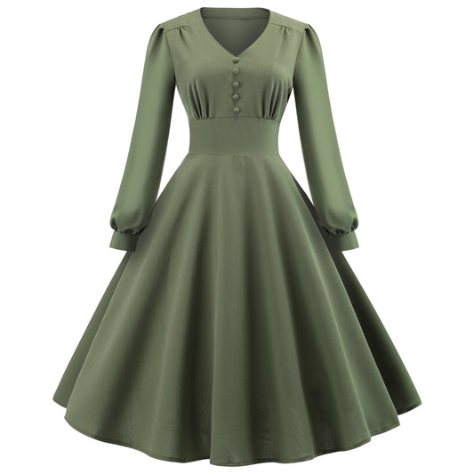 Vintage Long Sleeves Dresses with Button