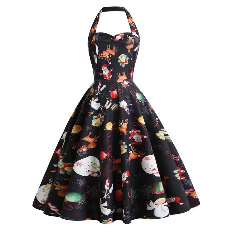 Women Halter Christmas Man Sleeveless Sexy Dresses-STYLEGOING