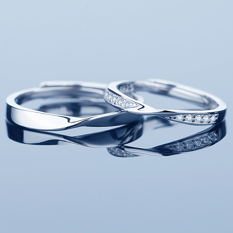 Mobius Design His and Hers Sliver Couple Rings