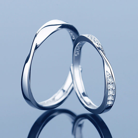 Mobius Design His and Hers Sliver Couple Rings