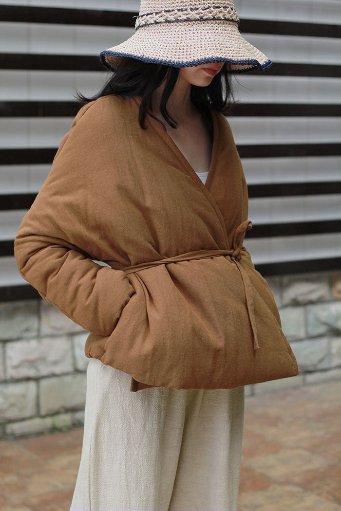 Winter Vintage Linen Warm Short Overcoats