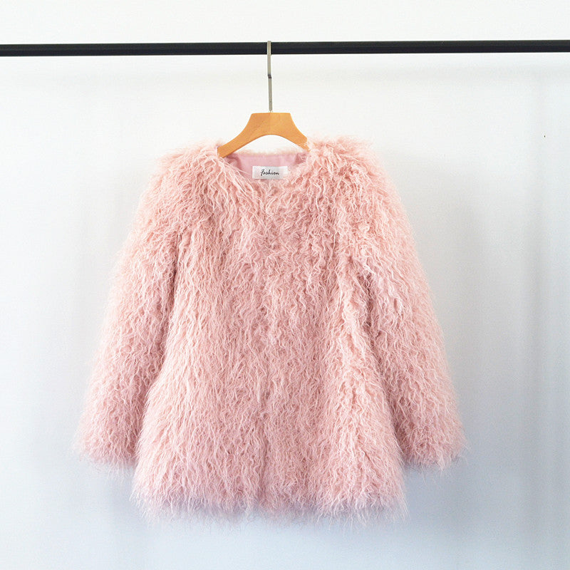 Winter Warm Artificial Fur Casual Overcoat for Women