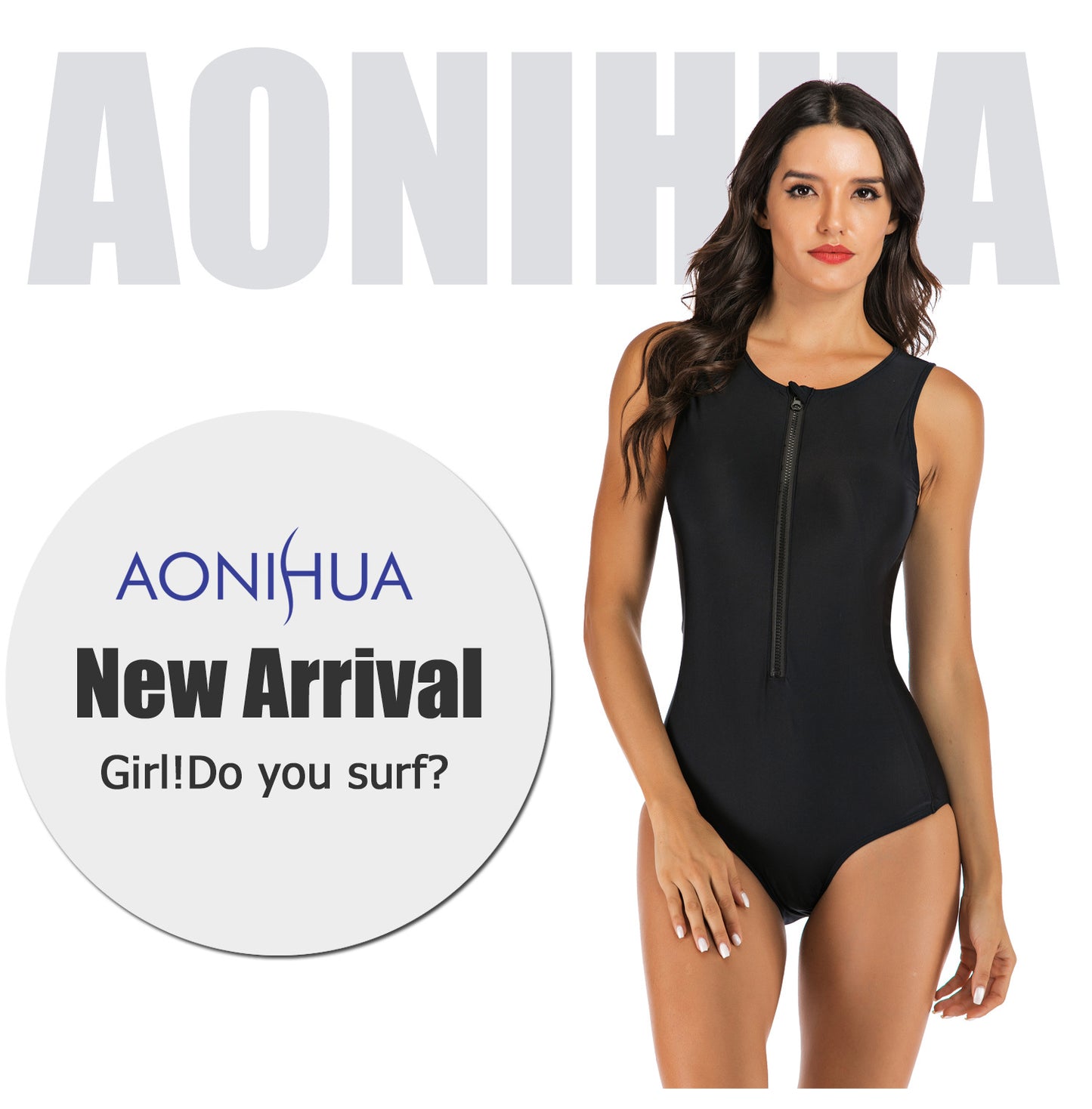 Black Sleeves Women One Piece Swimsuits