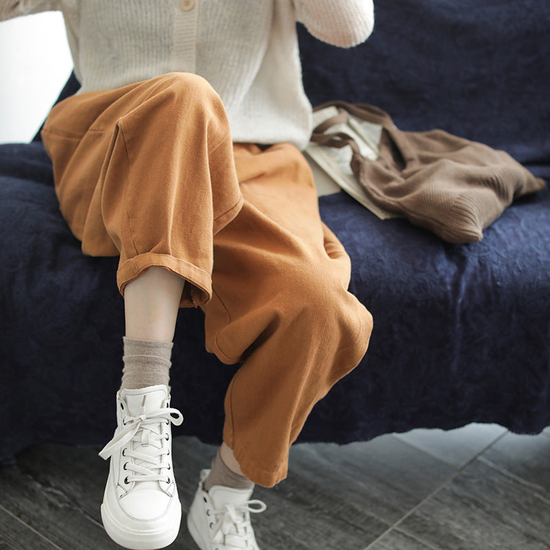 Casual Linen Elastic Waist Harem Pants for Women