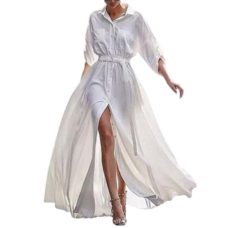 White Fashion Long Sleeves Fairy Long Maxi Dresses-STYLEGOING