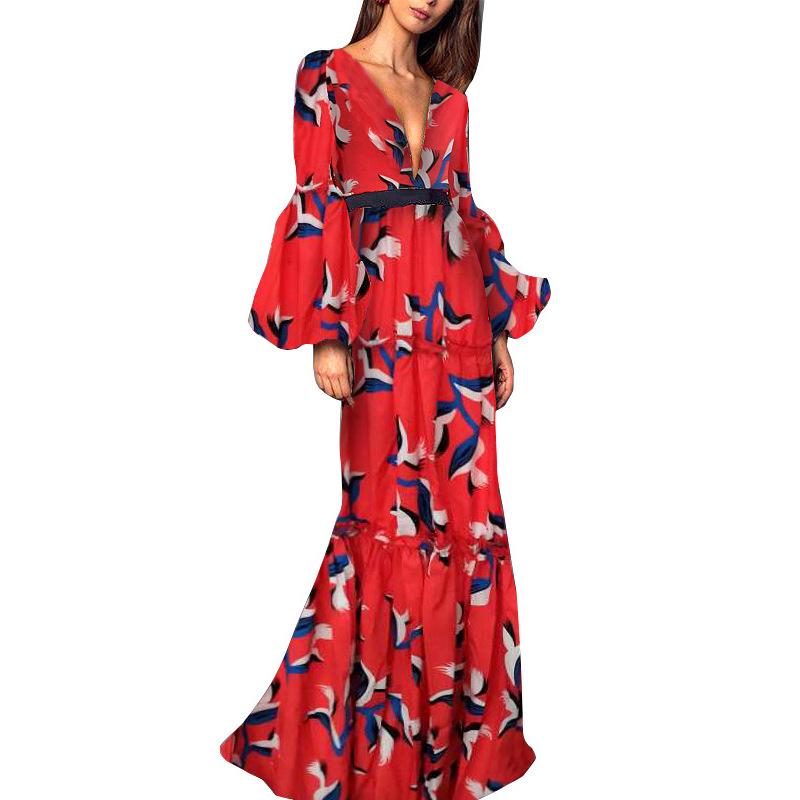Red Long Sleeves Sexy Long Maxi Dresses-STYLEGOING