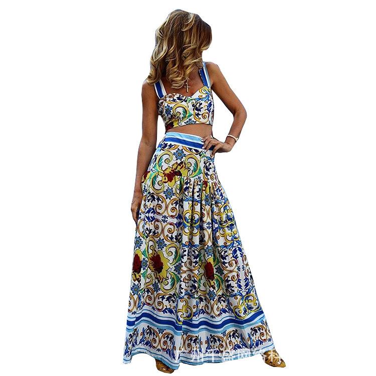 Sexy Floral Print 2 Boho Pcs Dresses Suits-STYLEGOING
