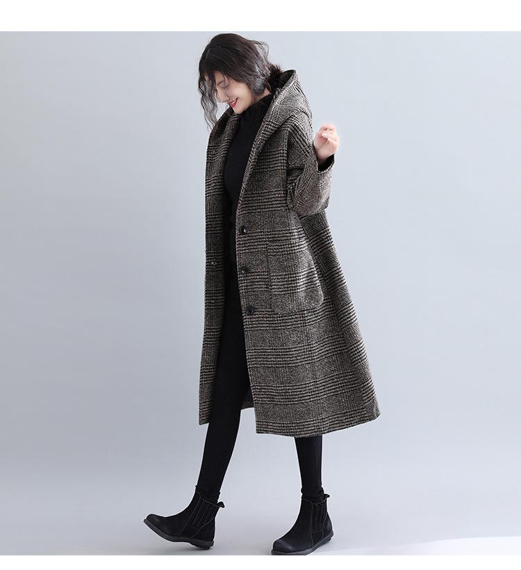 Women Plus Sizes Woolen Winter Coat-STYLEGOING