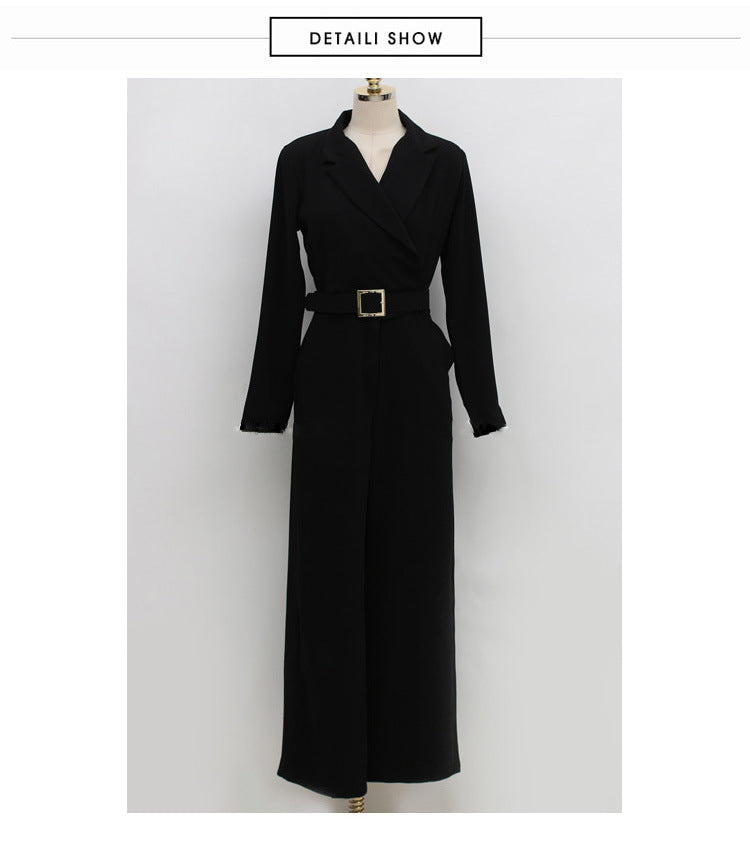 Black Office Lady Blazer Style Jumpsuits