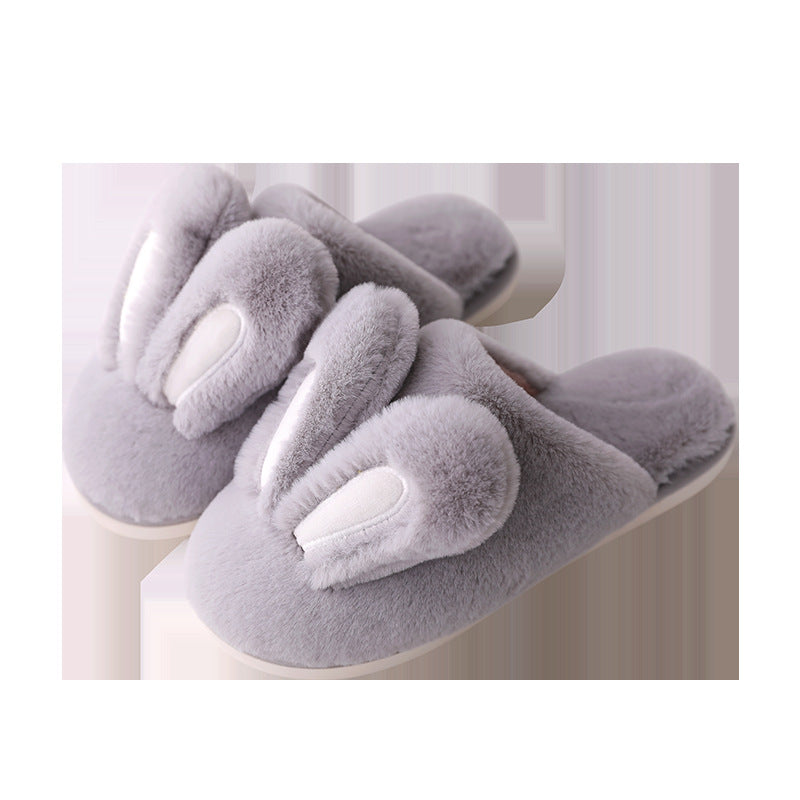 Lovely Rabbit Ear Winter Plush Slippers for Women