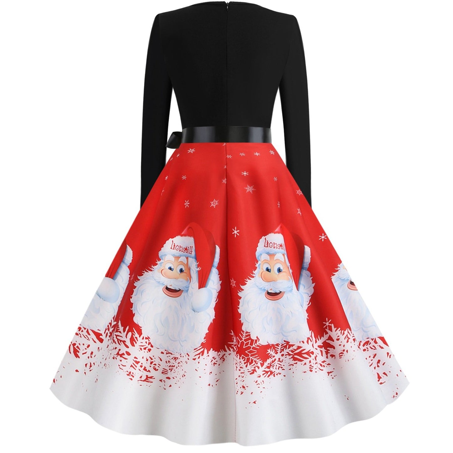 Vintage Merry Christmas Round Neck Long Sleeves Dresses-STYLEGOING