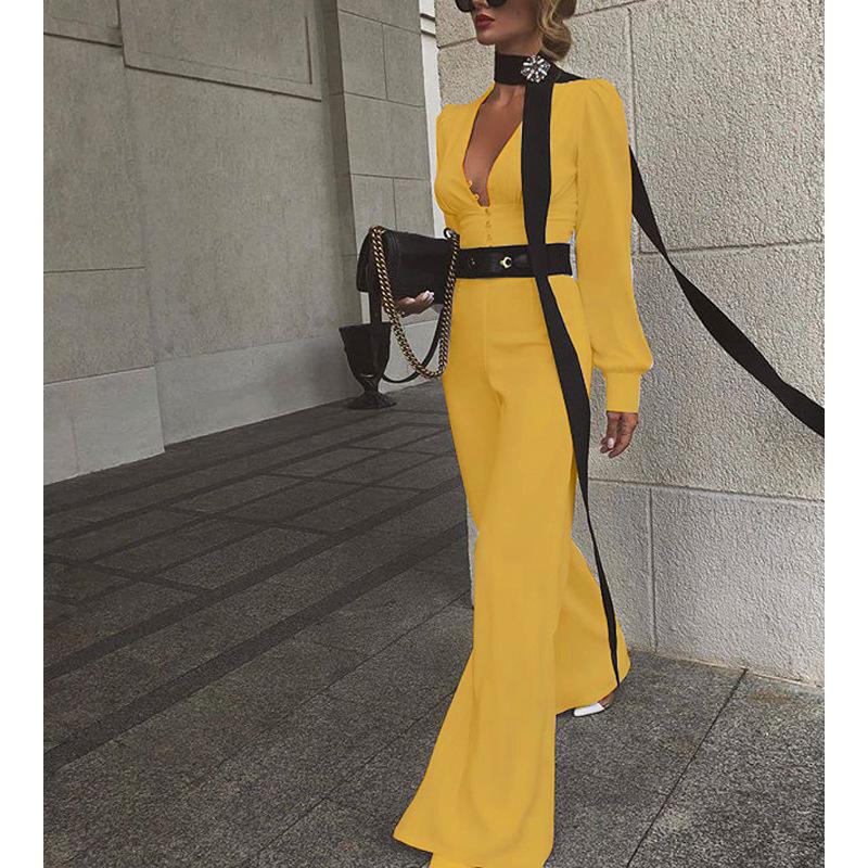 Classy High Waist Long Sleeves Jumpsuits-STYLEGOING