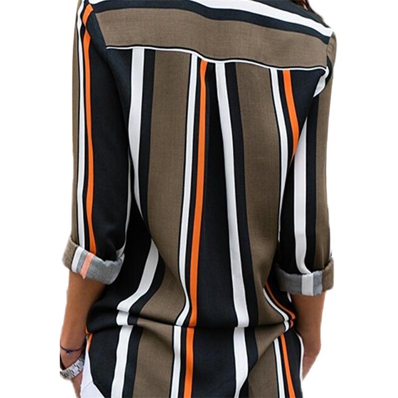 Long Sleeves Casual Striped Chiffon Shirts-STYLEGOING