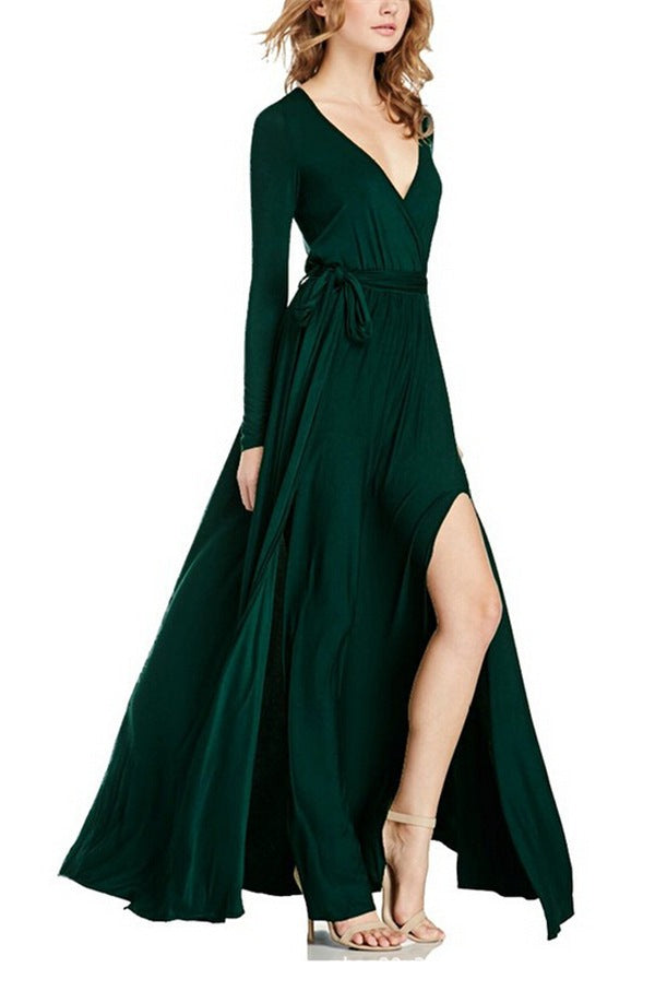 Sexy Deep V Neck Long Party Dresses