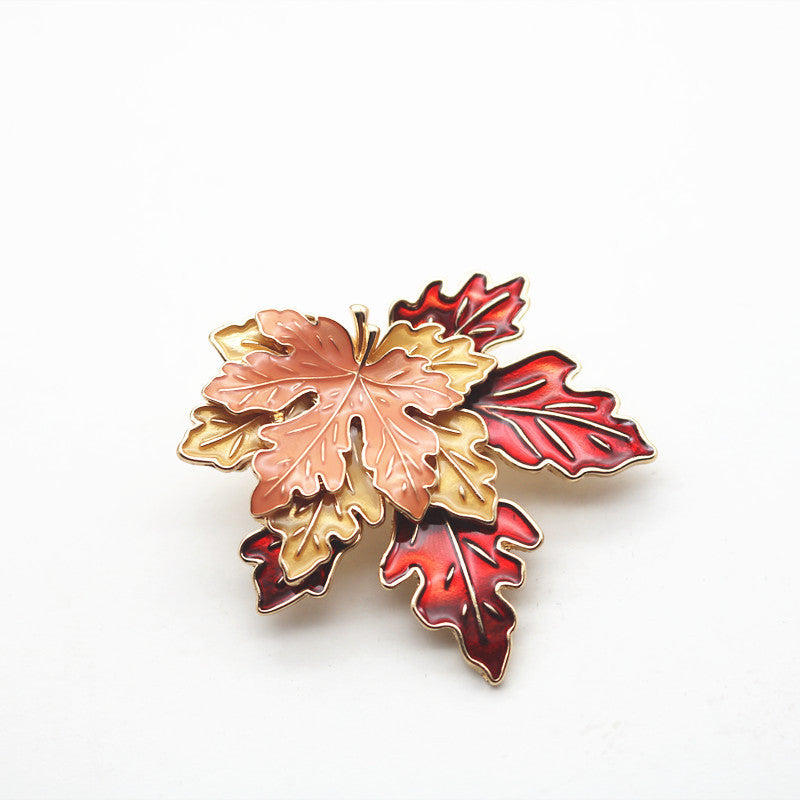 Vintage 3D Maple Leaves Necklaces and Brooch