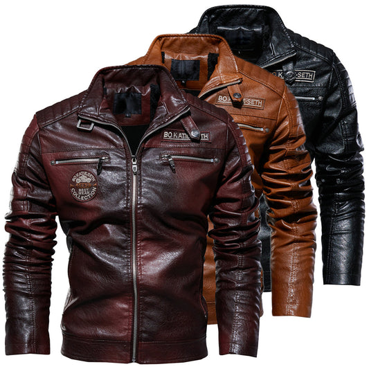 Motorcycle PU Winter Jacket Coat for Men