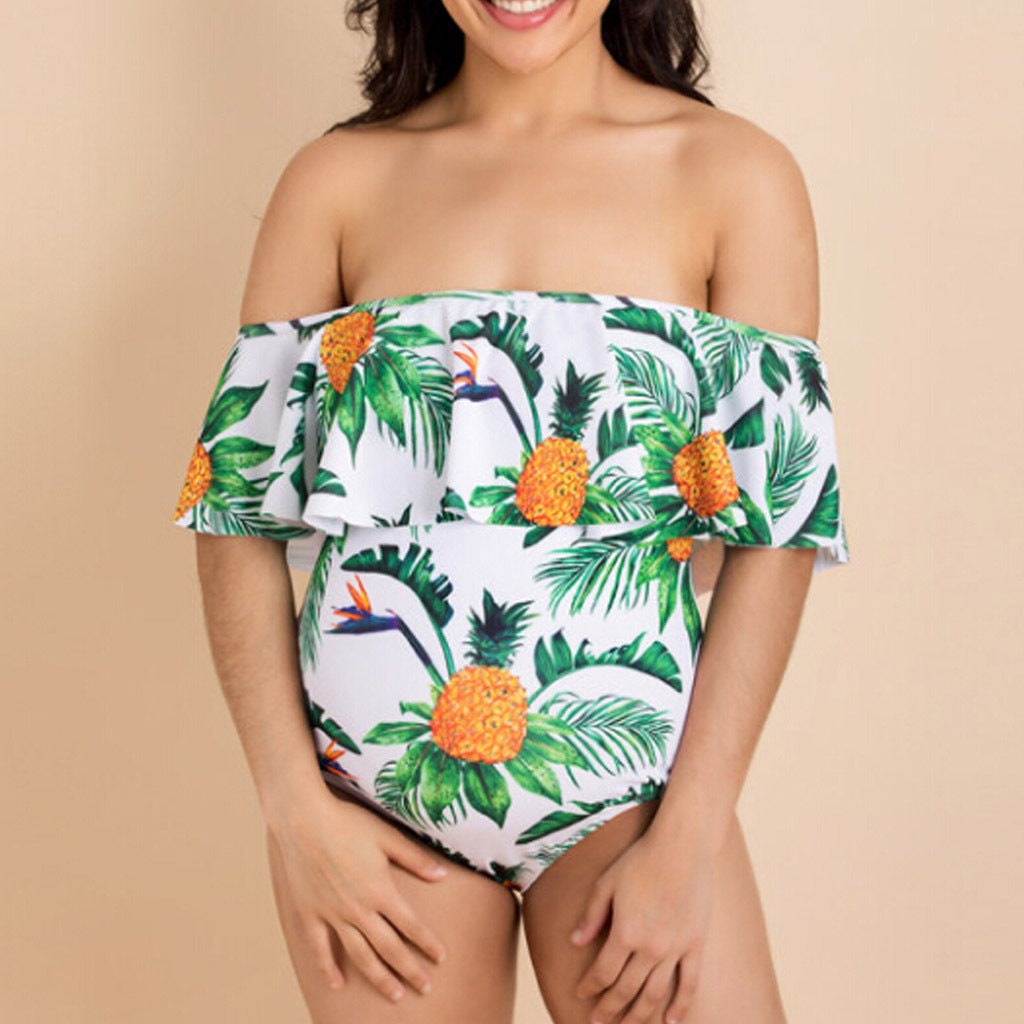 Sexy Off The Shoulder Pregnant One Piece Swimwear for Women