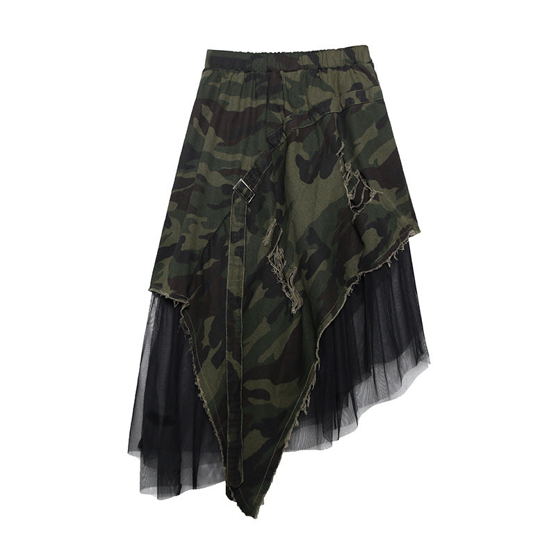 Vintage Camouflage Asymmetrical Summer Skirts for Women