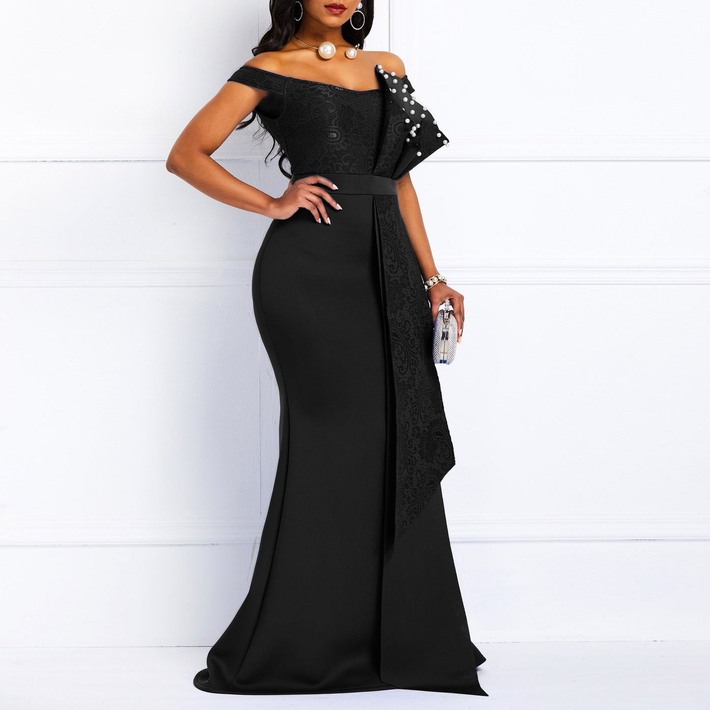 Sexy Off The Shoulder Lace Jewelry Bodycon Party Dresses-STYLEGOING