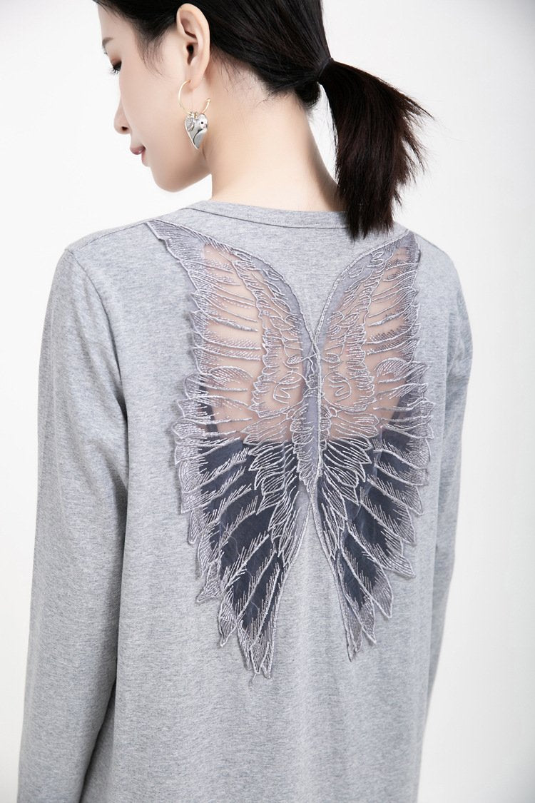 Women Angel Wings Lace Long Dresses