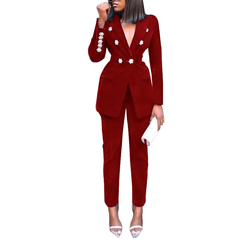 Women Casual Office Lady Blazer Outfits Sets