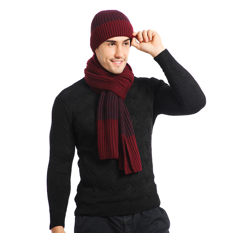 Winter Men's Warm Hats+Gloves+Scarf Sets