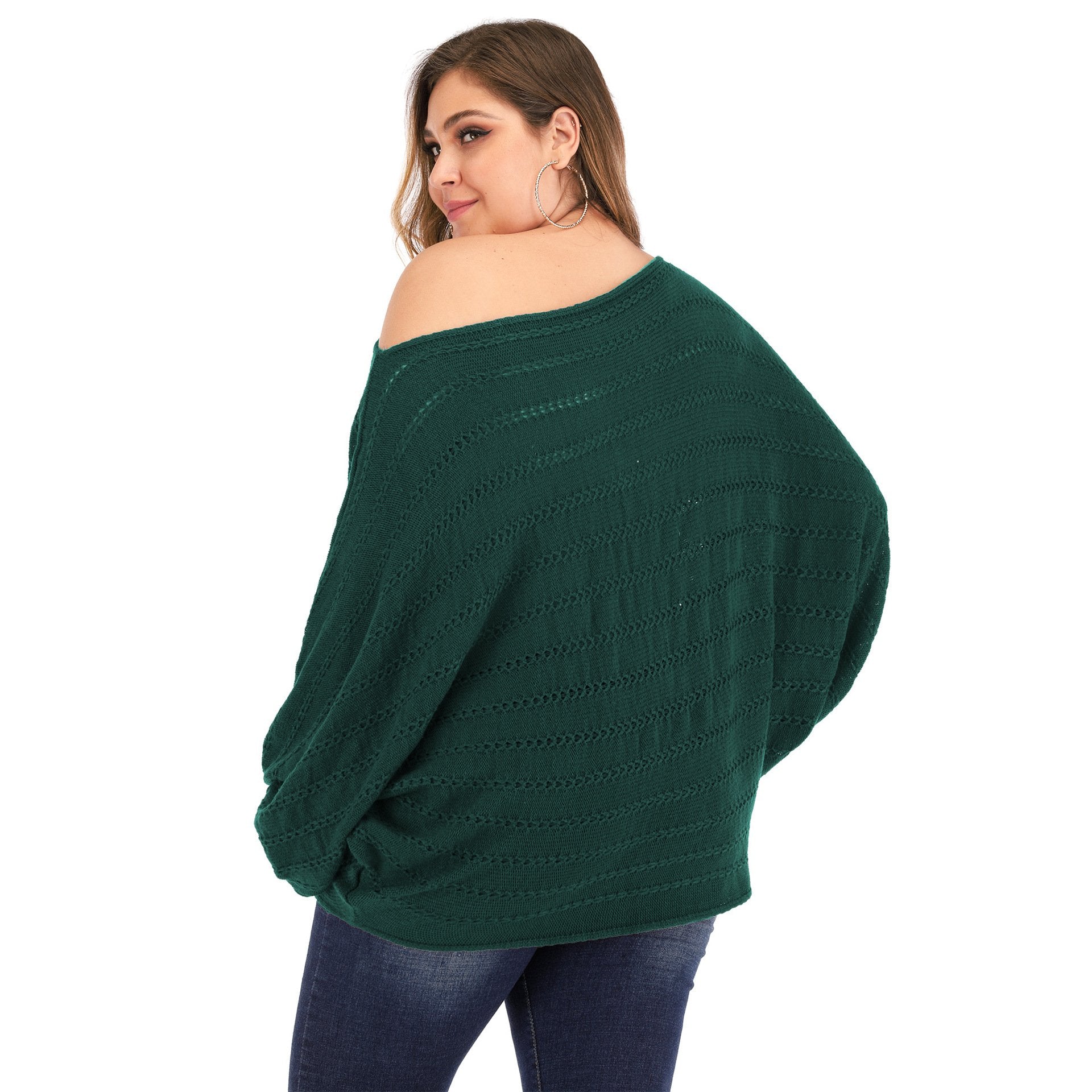 Women One Shoulder Plus Size Sweaters-STYLEGOING