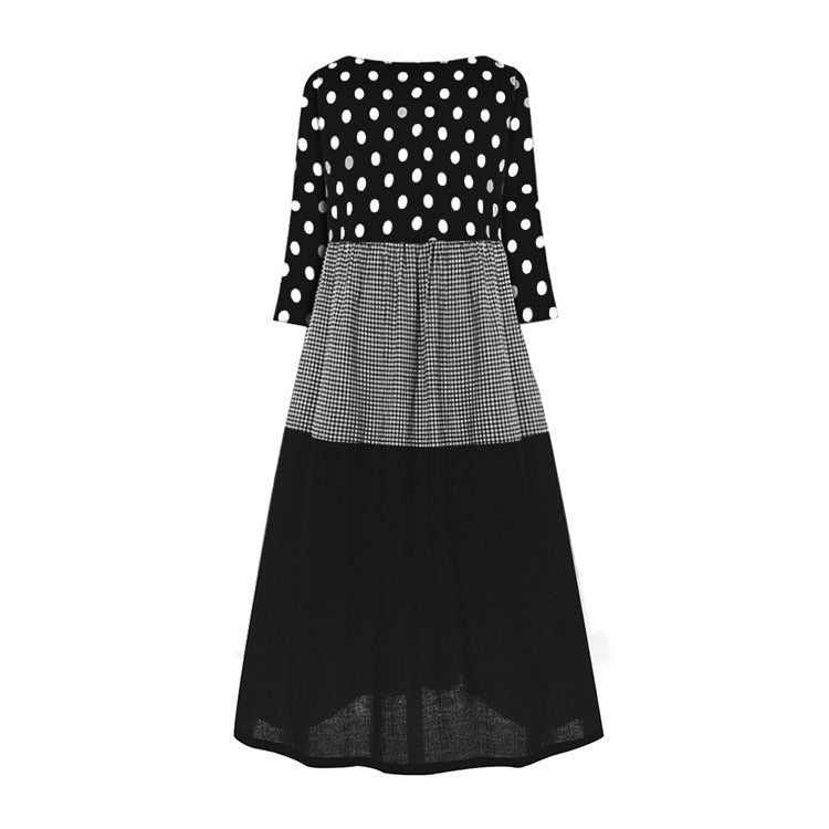 Dot Print Plus Sizes Women Long Sleeves Dresses