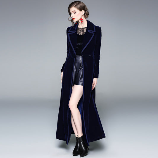 Luxury Velvet Winter Long Wind Trenchcoat for Women