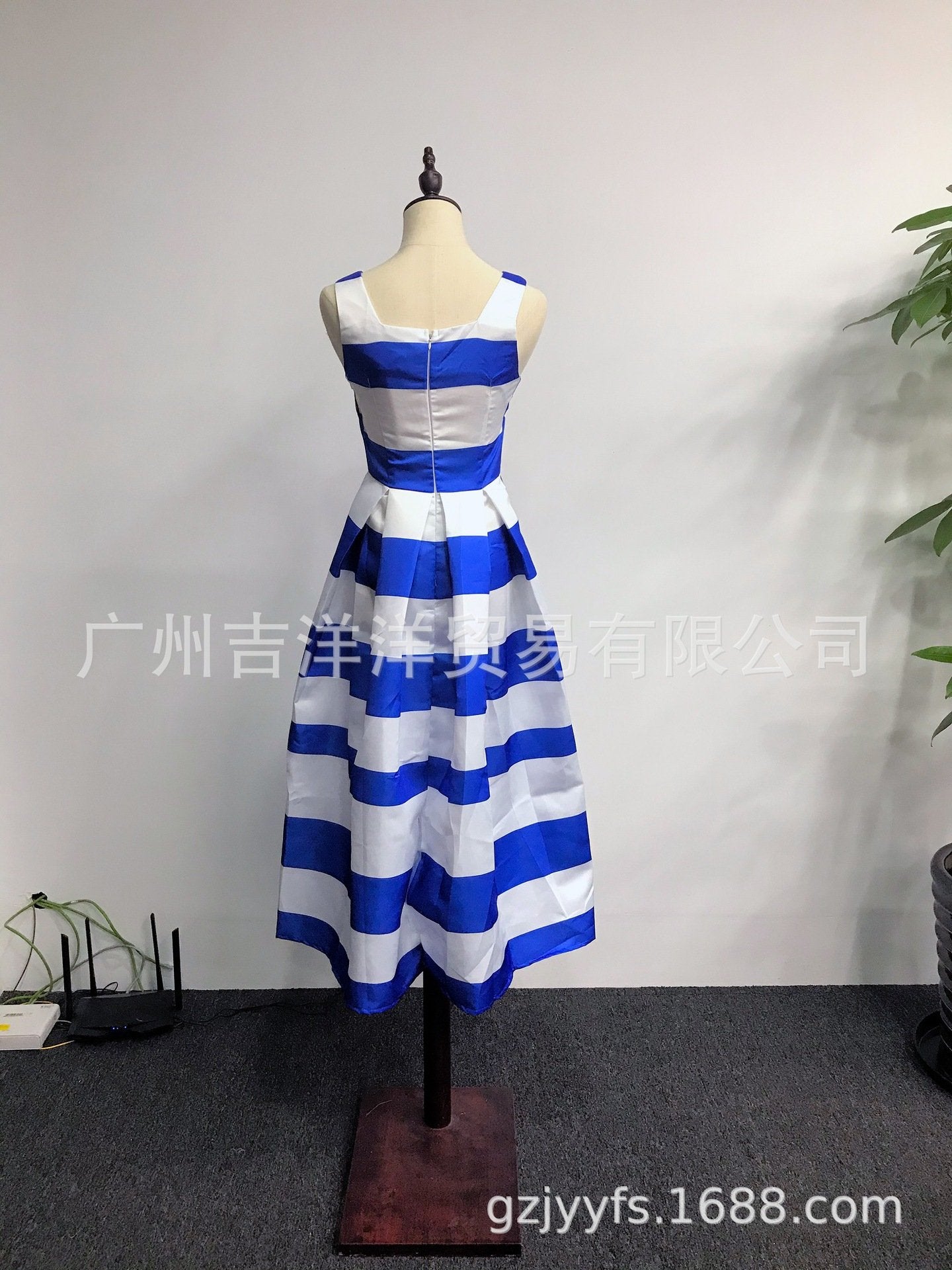 Summer Women Striped Strap Fashion Midi Dresses-STYLEGOING