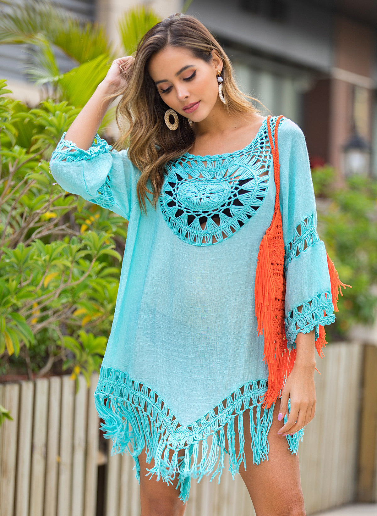 Summer Holdiay Crochet Tassels Beach Cover Up Dresses