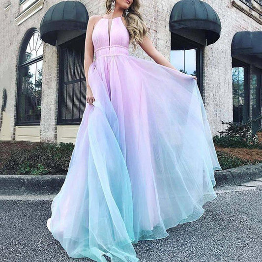 Summer Sexy Deep V Neck Party Long Dresses-STYLEGOING