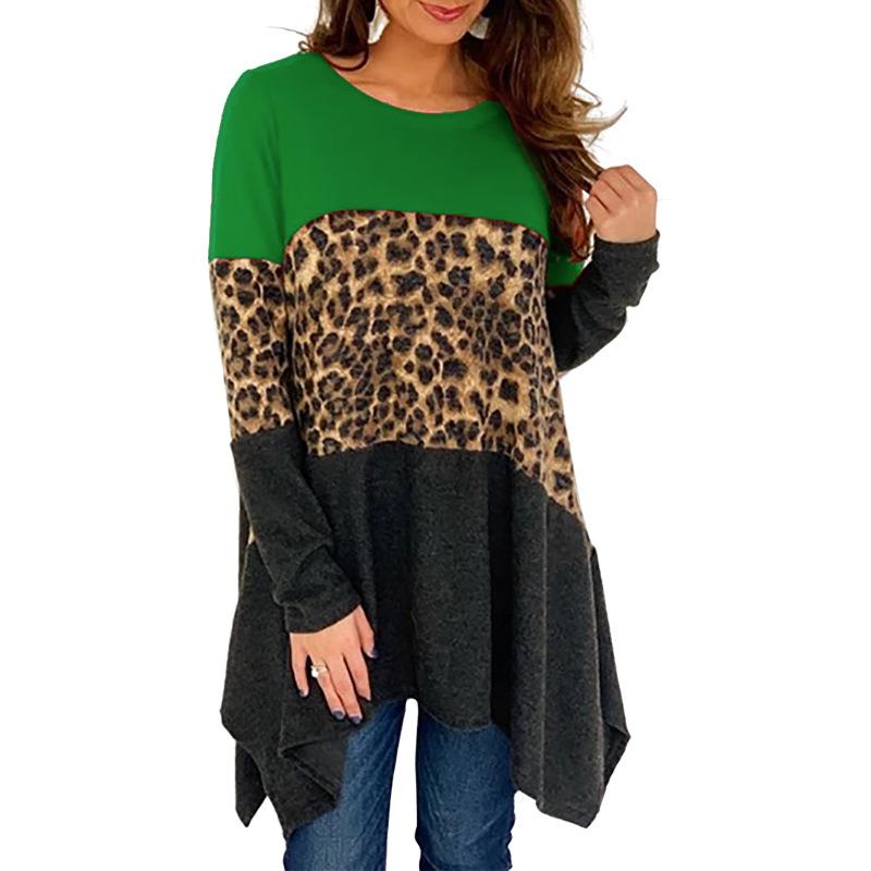 Women Round Neck Leopard Long Sleeves Sweaters-STYLEGOING