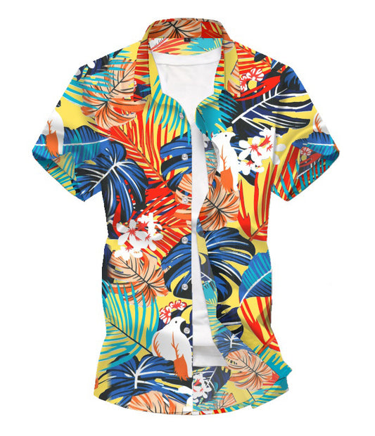 Leaf Print Summer Men's Short Sleeves T Shirts