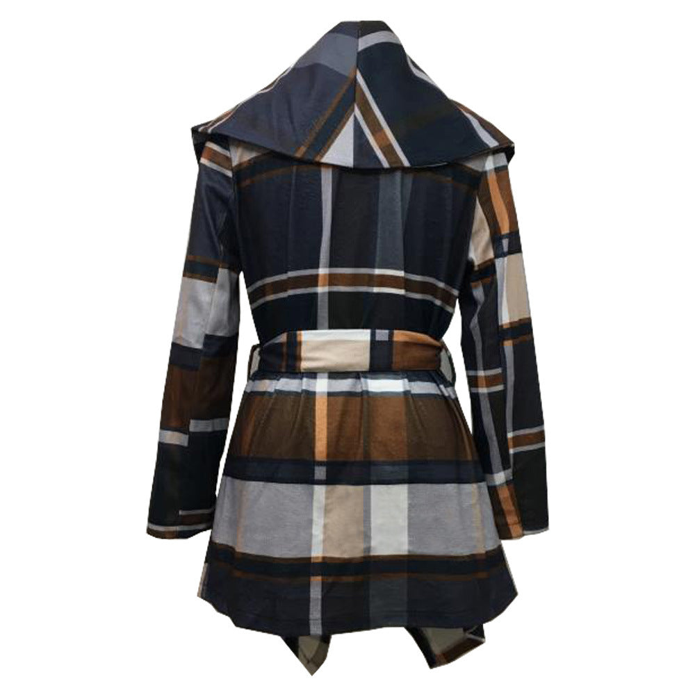 Women Plaid Woolen Winter Overcoat