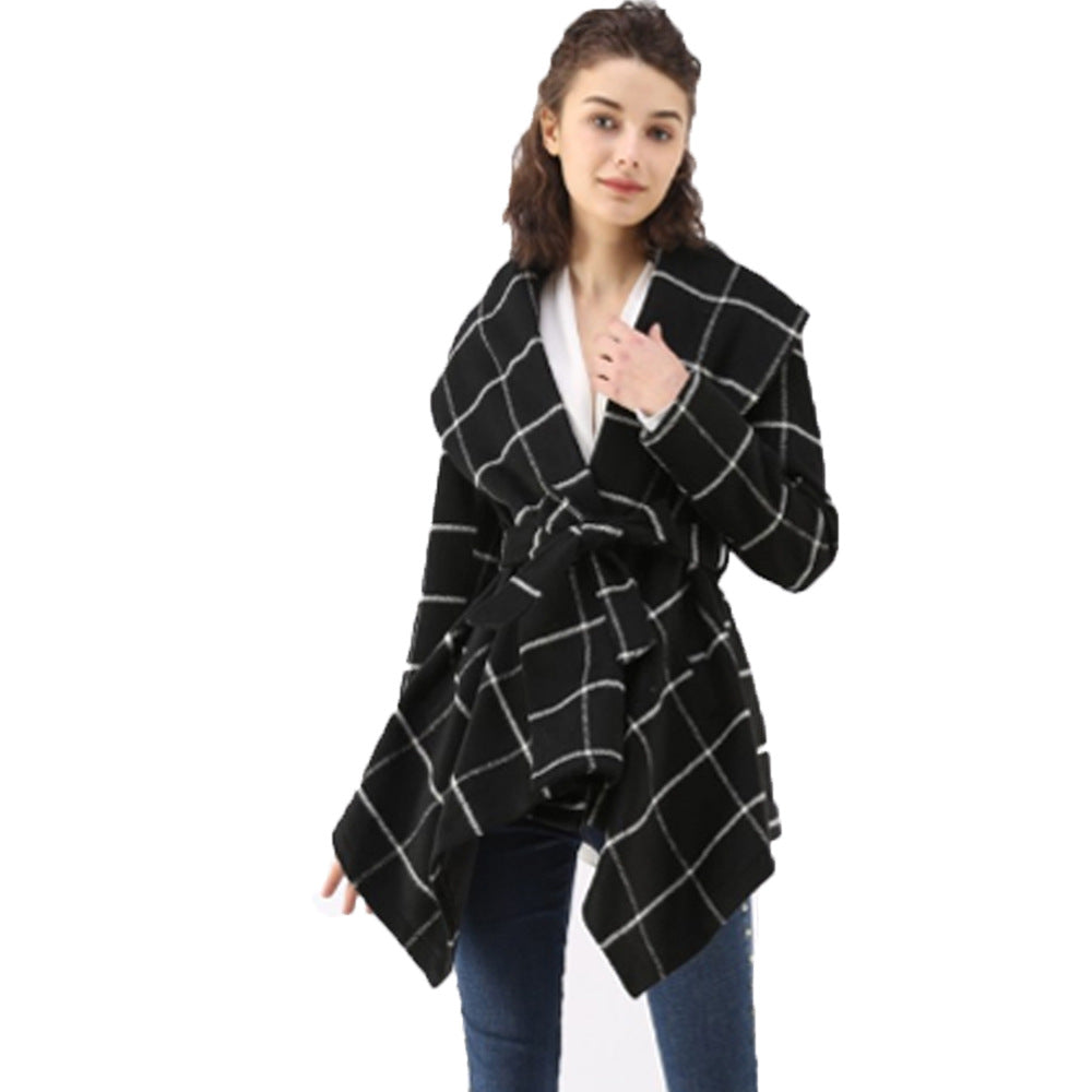 Women Plaid Woolen Winter Overcoat