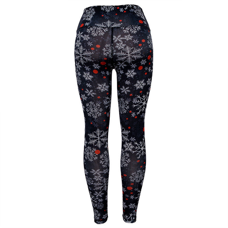 Merry Christmas Snowflake Print Women Yoga Leggings