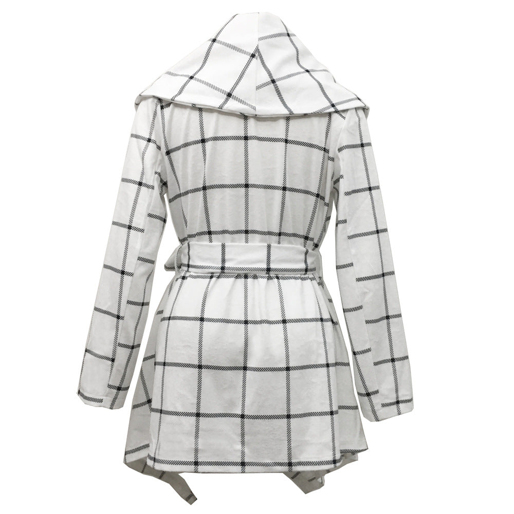 Women Plaid Woolen Winter Overcoat