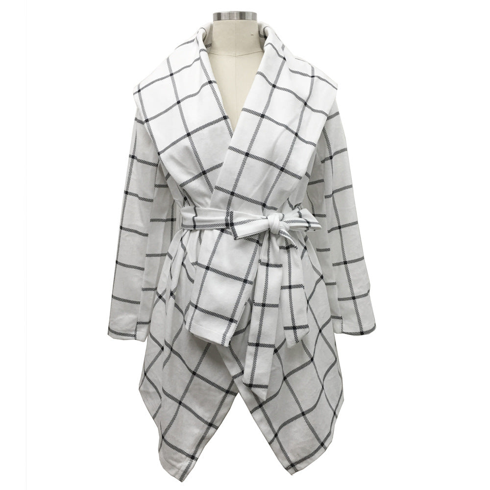 Women Plaid Woolen Winter Overcoat